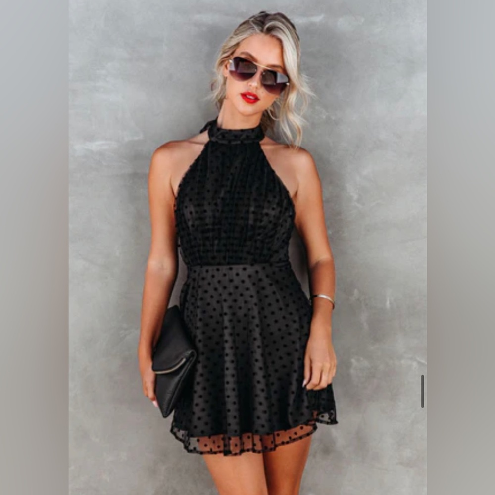 VICI Nights In Paris Halter Polkadot Mini Dress Size XL